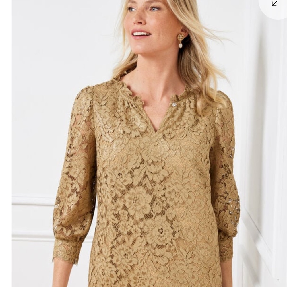 Talbots gold lace top, XL, NWT